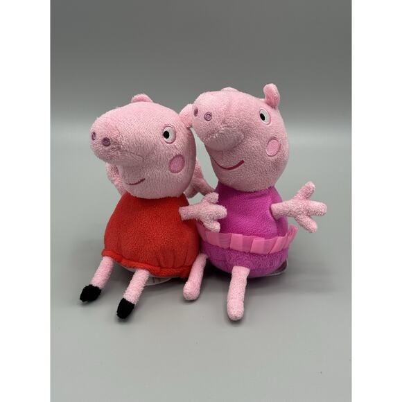 Peppa Pig Plush Dolls Set Of 2 Just Play 7 Inch Stuffed Animals - Picture 1 of 7